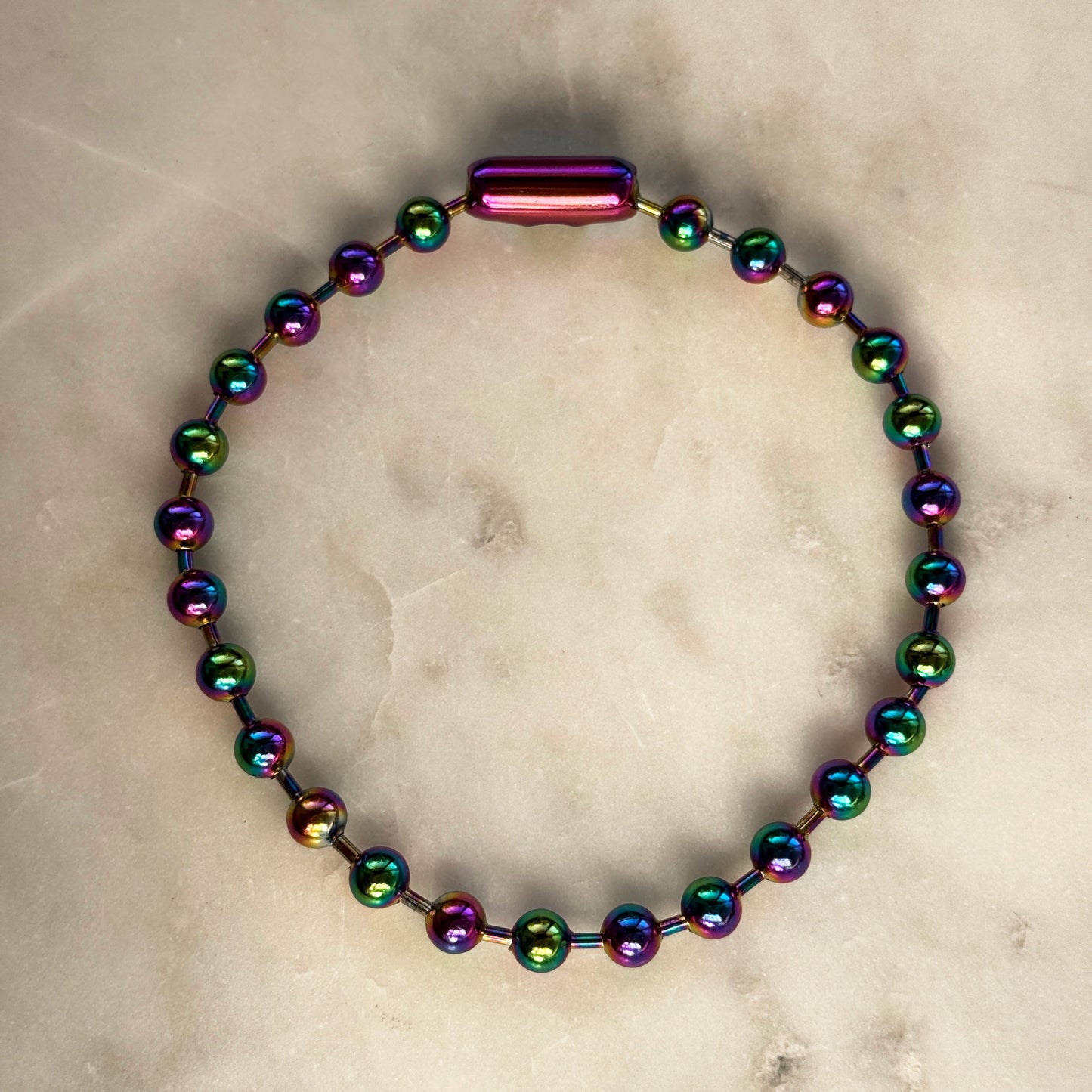 Iridescent Steel Choker With Pearl