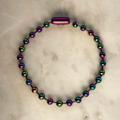 Iridescent Steel Choker With Pearl