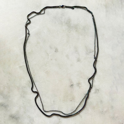 Iridescent Steel Multi-Strand Necklace With Pendant
