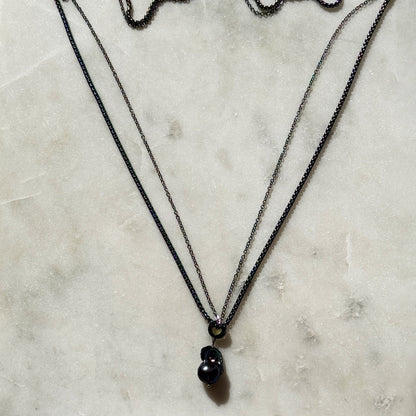 Iridescent Steel Multi-Strand Necklace With Pendant