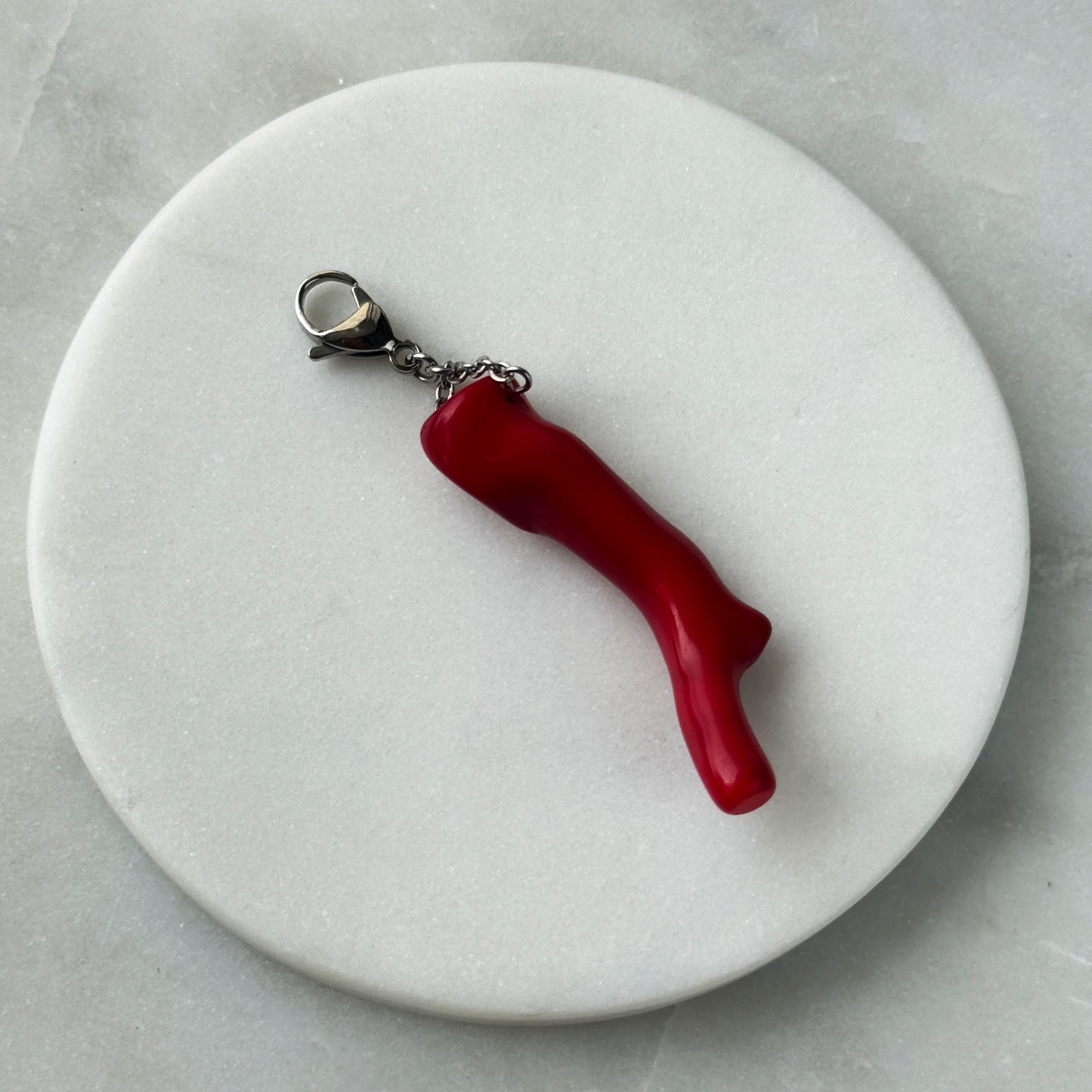 Large Coral On Steel Carabiner