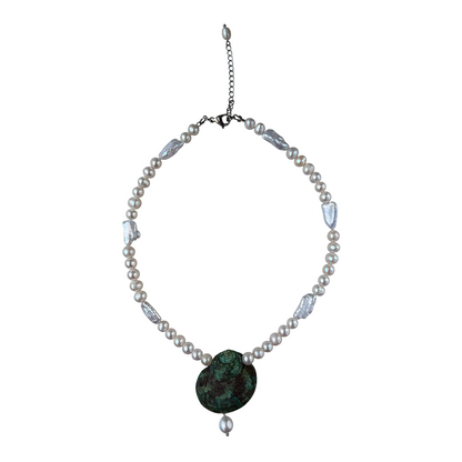 Large Green Shell & Pearl Necklace