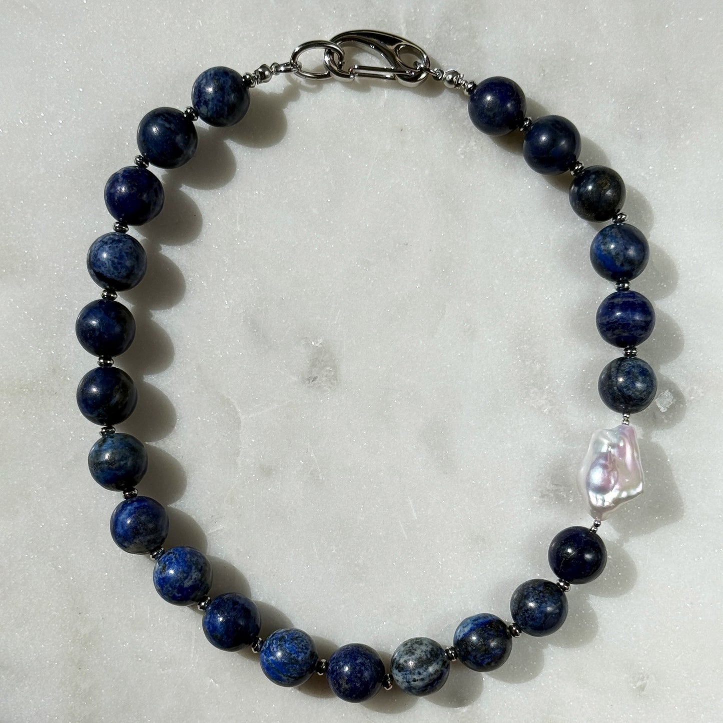 Lazurite & Baroque Pearl Choker