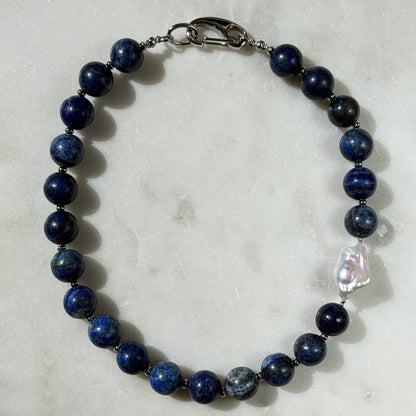 Lazurite & Baroque Pearl Choker