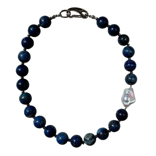 Lazurite & Baroque Pearl Choker