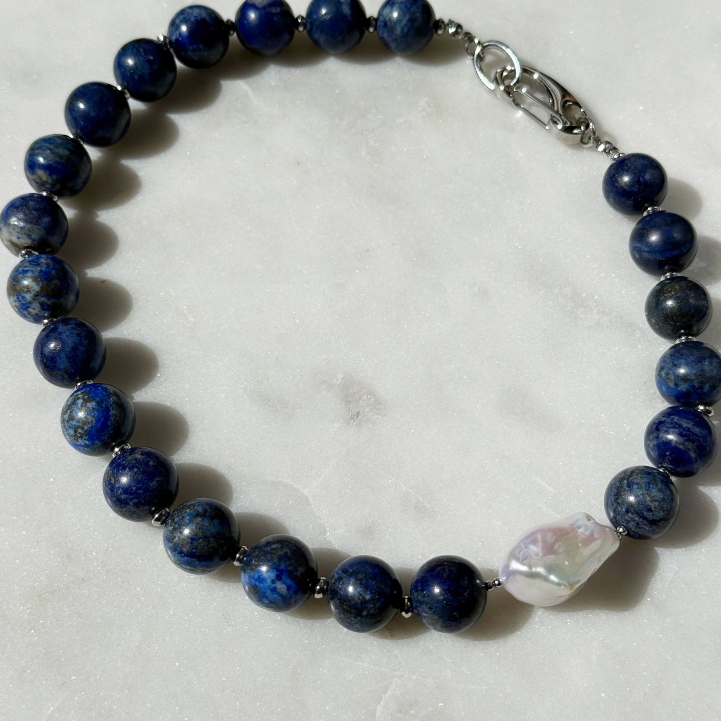 Lazurite & Baroque Pearl Choker