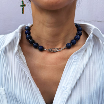 Lazurite & Baroque Pearl Choker