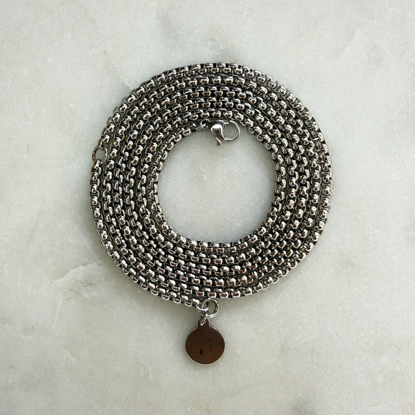 Silver Long Engraved Pendant Chain
