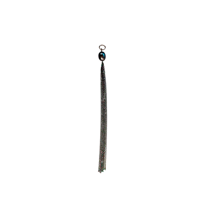 Midnight Pearl Steel Tassel Pendant