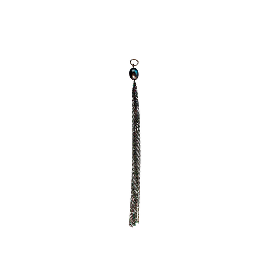 Midnight Pearl Steel Tassel Pendant
