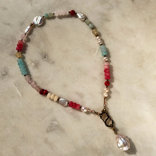 Multi-Stone Gemstone & Pearl Necklace