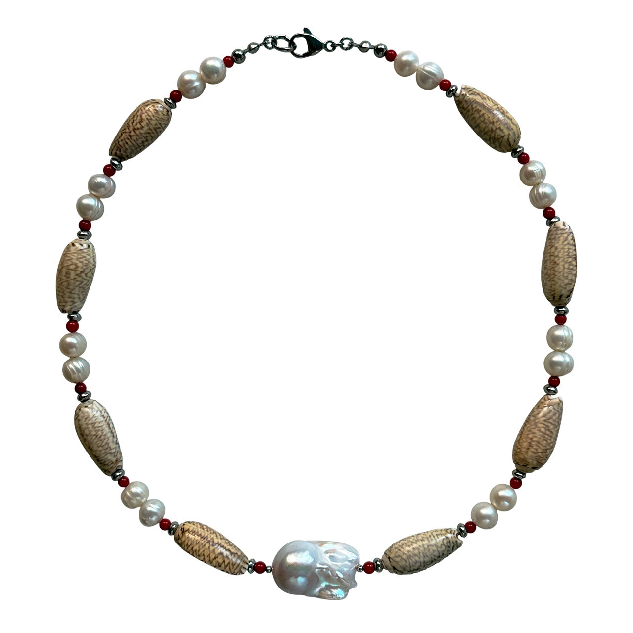 Natural Pearl, Shell & Coral Necklace