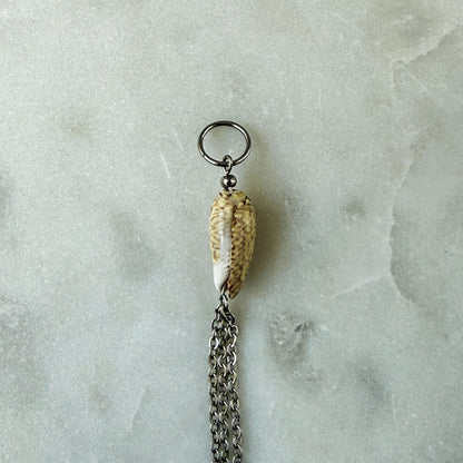 Natural Shell & Steel Chain Pendant