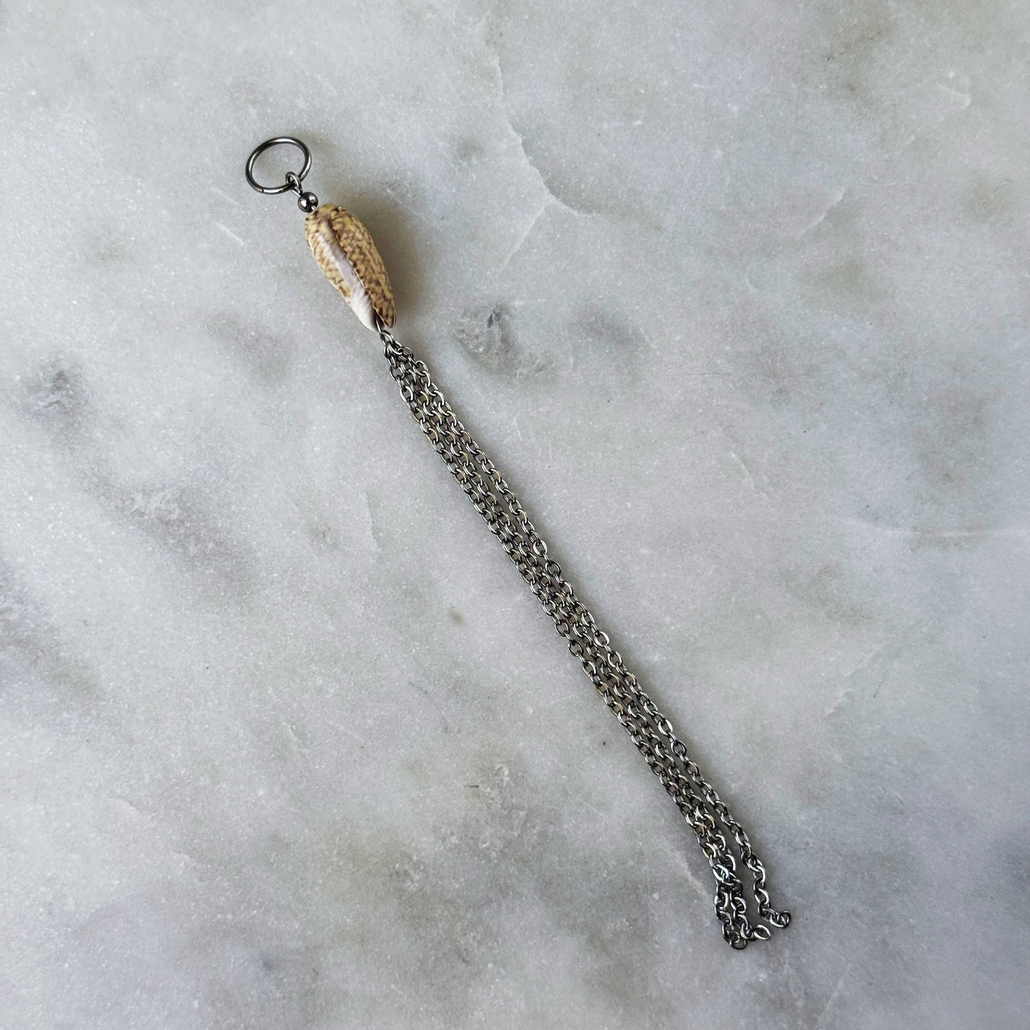 Natural Shell & Steel Chain Pendant