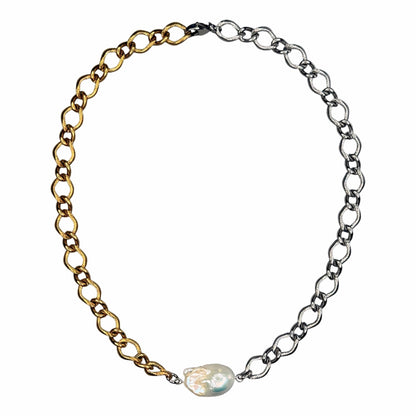 Necklace Bicolor With White Pearl