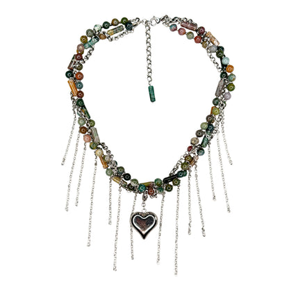 Necklace Indian Agate And Fringe