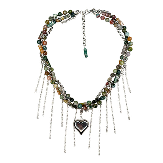 Necklace Indian Agate And Fringe