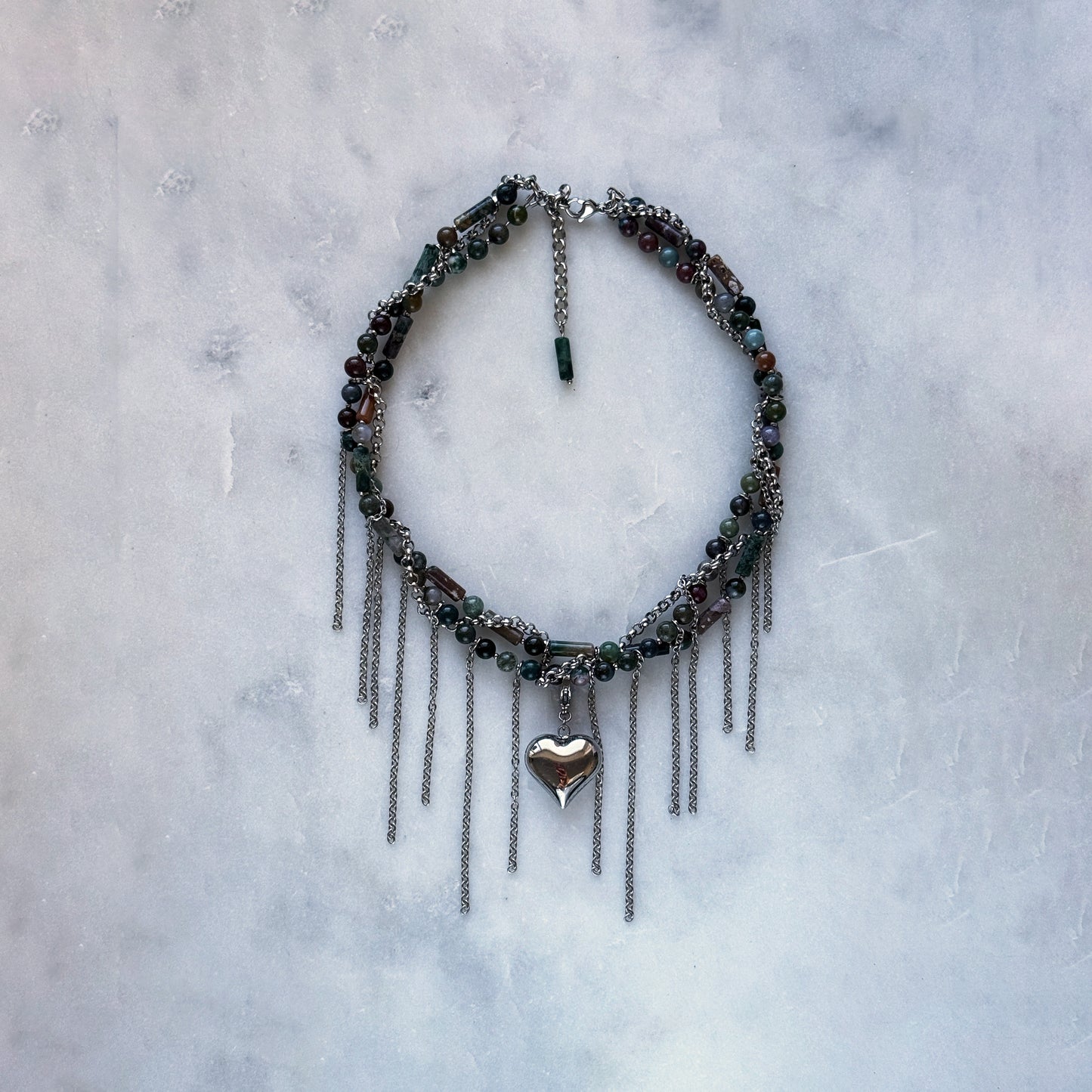 Necklace Indian Agate And Fringe