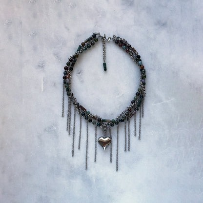 Necklace Indian Agate And Fringe