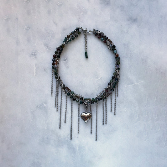 Necklace Indian Agate And Fringe