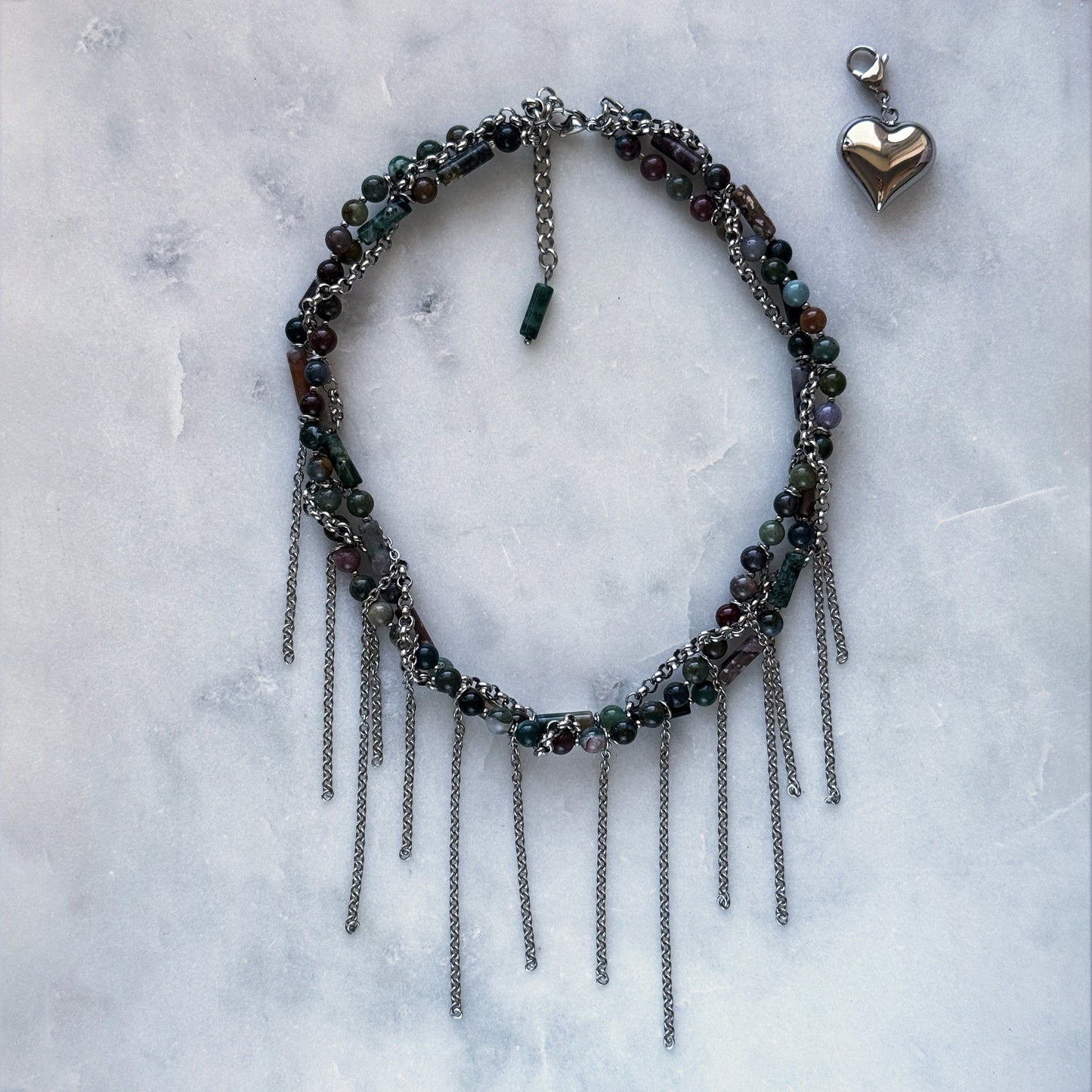 Necklace Indian Agate And Fringe