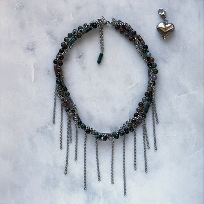 Necklace Indian Agate And Fringe