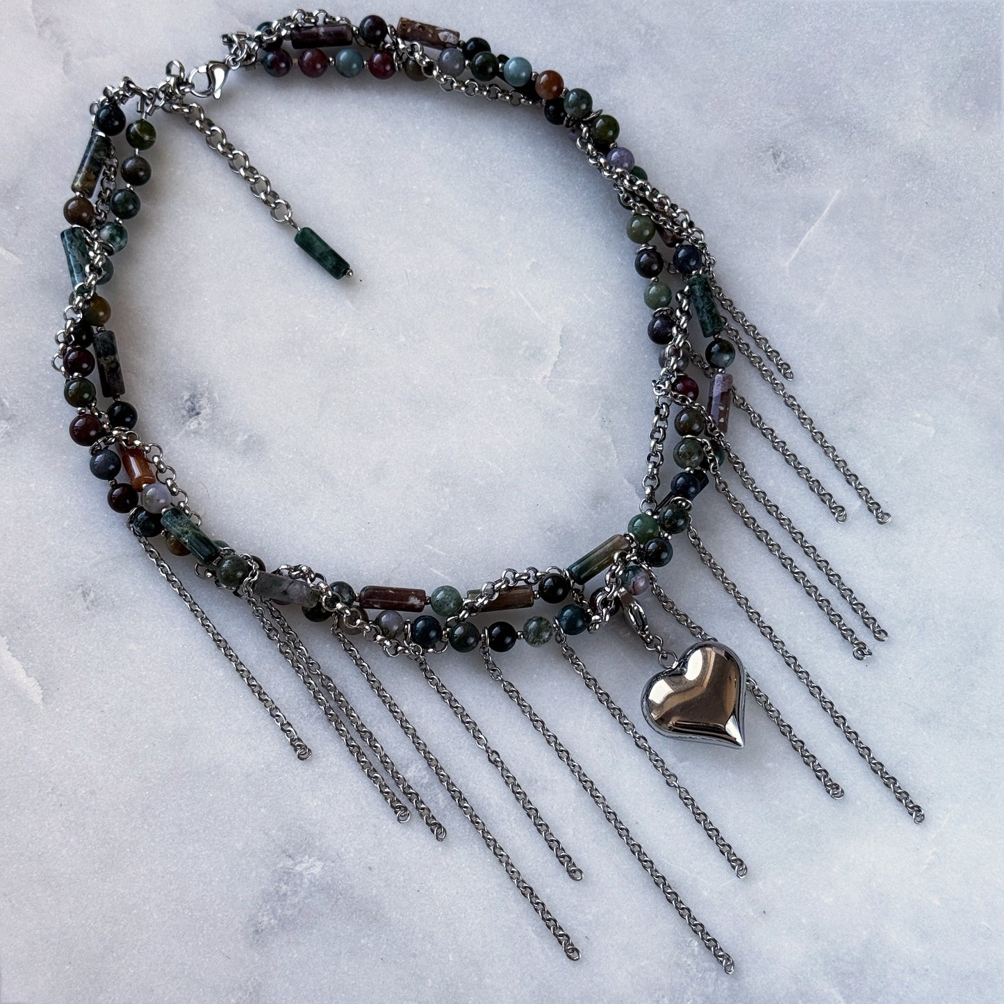 Necklace Indian Agate And Fringe