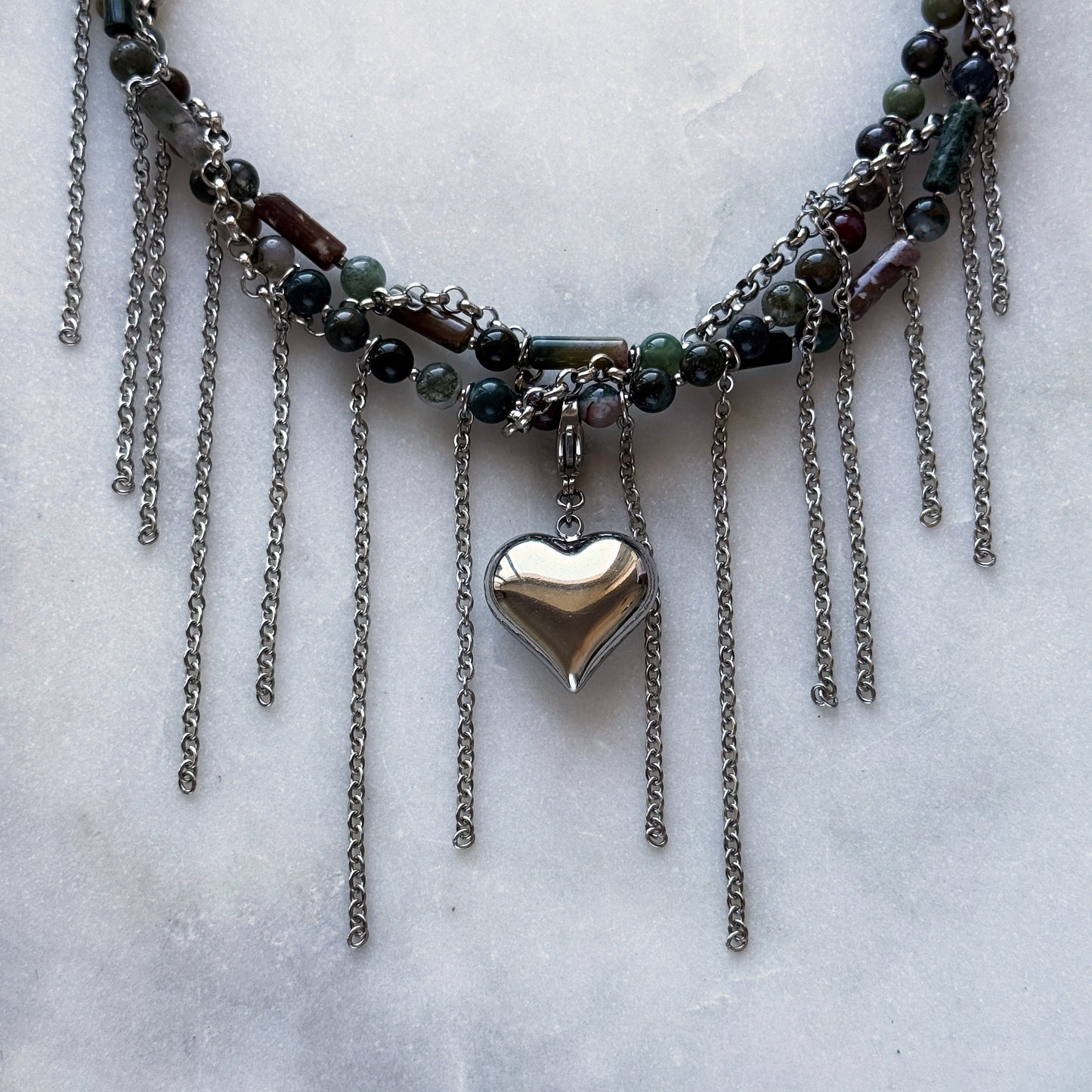 Necklace Indian Agate And Fringe