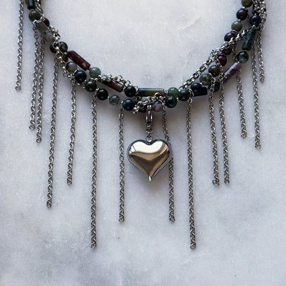 Necklace Indian Agate And Fringe