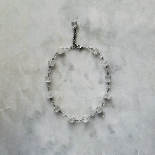 Necklace Rock Crystal Cubes With Balls