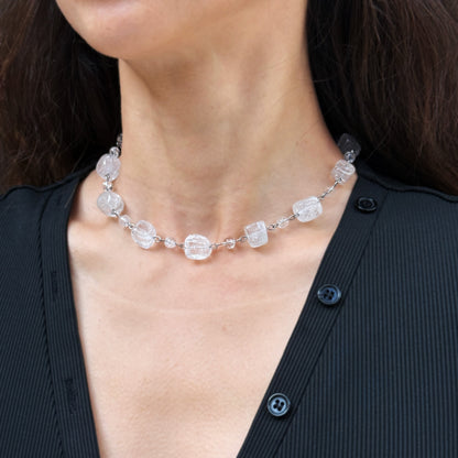 Necklace Rock Crystal Cubes With Balls