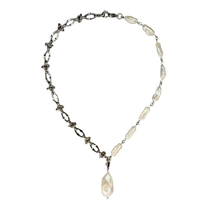 Necklace Transformer With Natural Keshi Pearl