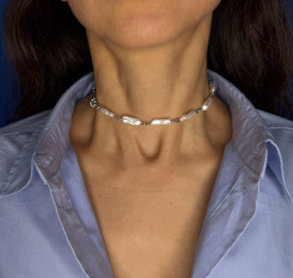 Necklace Transformer With Natural Keshi Pearl