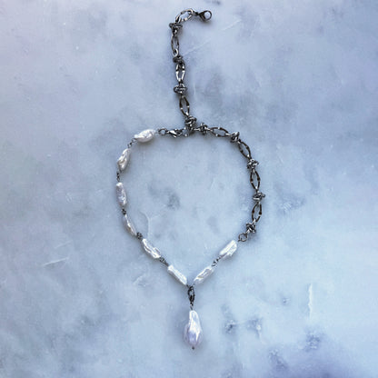 Necklace Transformer With Natural Keshi Pearl