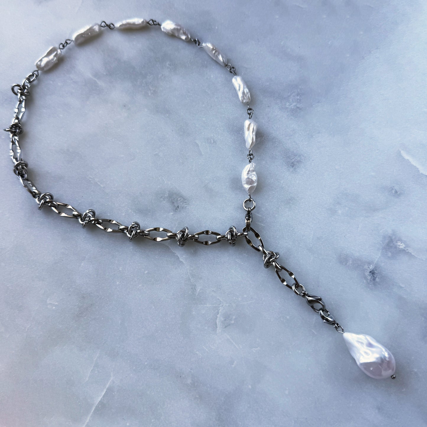 Necklace Transformer With Natural Keshi Pearl