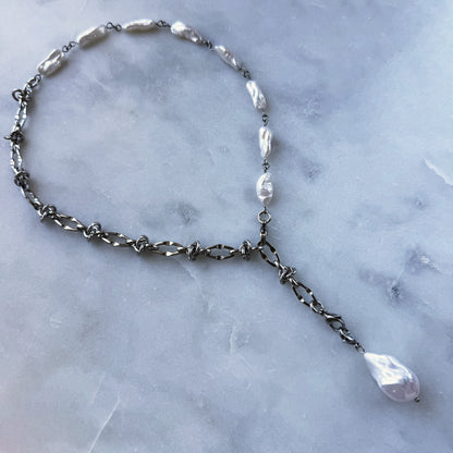 Necklace Transformer With Natural Keshi Pearl