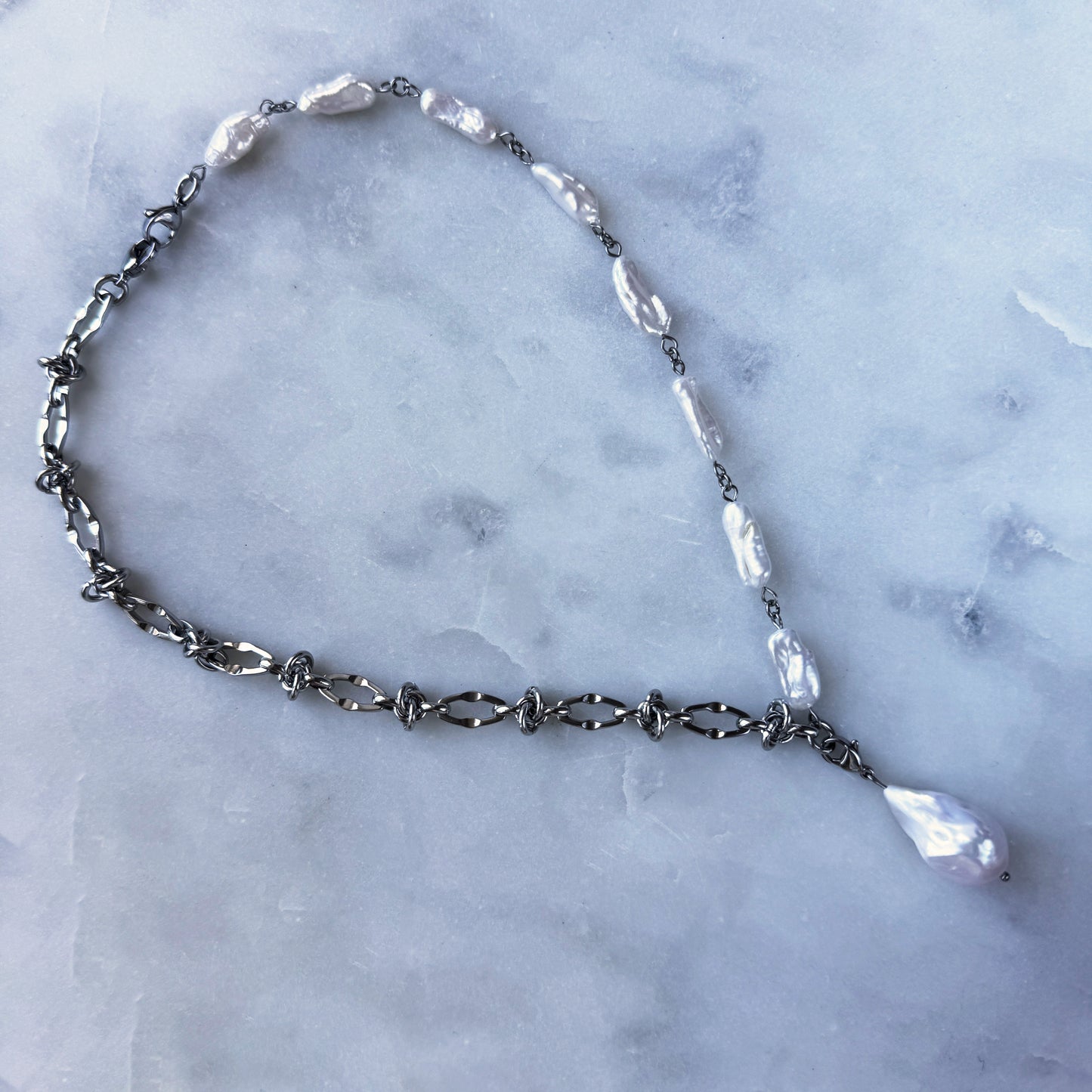 Necklace Transformer With Natural Keshi Pearl