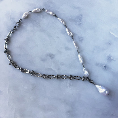 Necklace Transformer With Natural Keshi Pearl