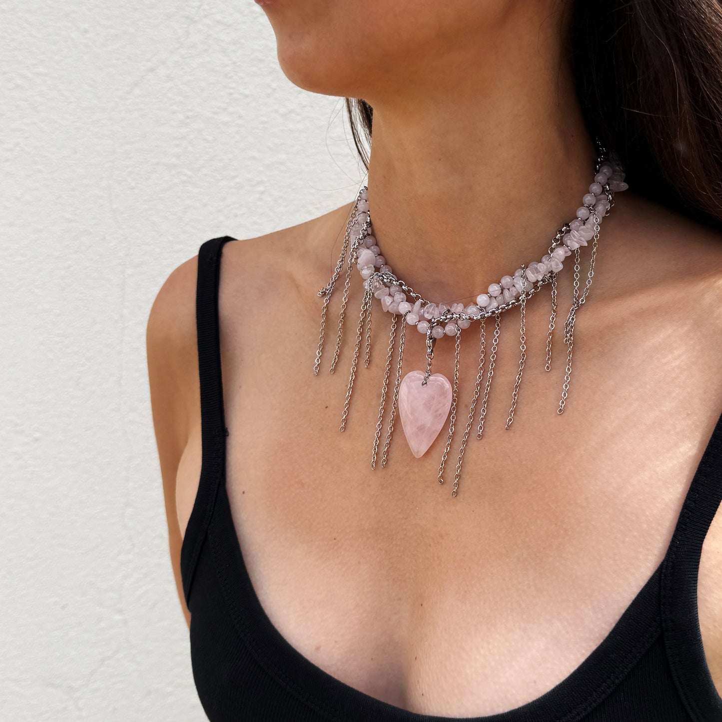 Necklace Indian Agate And Fringe