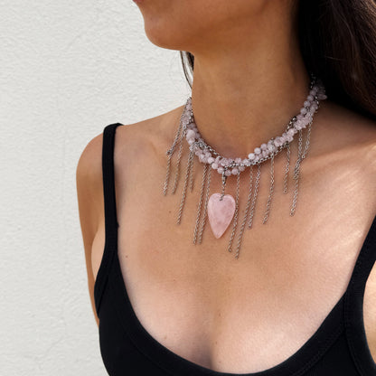 Necklace Indian Agate And Fringe