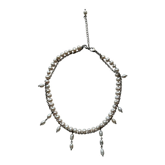 Necklace White Pearl With Pendants From White Pearls