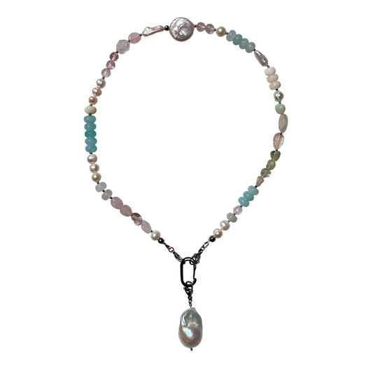 Pastel Pearl & Gemstone Choker With Pendant