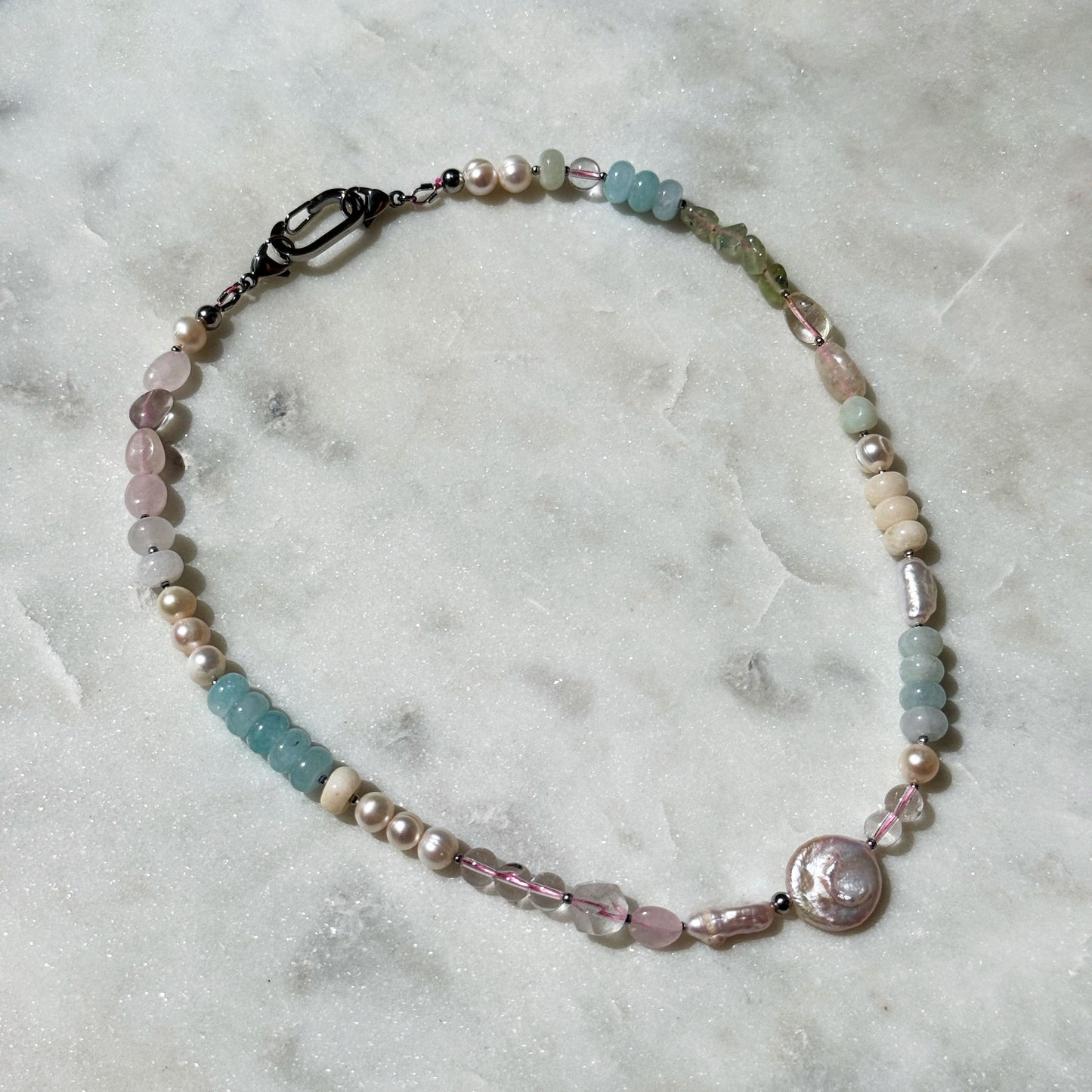 Pastel Pearl & Gemstone Choker Without Pendant