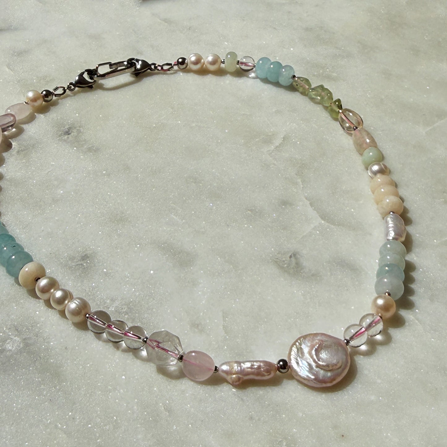 Pastel Pearl & Gemstone Choker Without Pendant