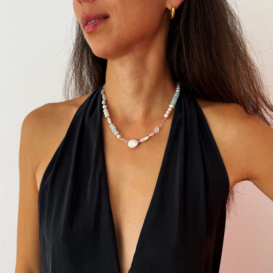 Pastel Pearl & Gemstone Choker Without Pendant