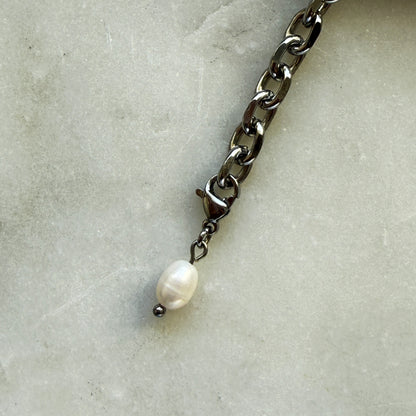 Pearl Cross Gold Chain Bracelet