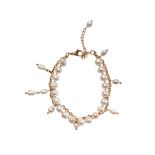 Pearl Cascade Gold Bracelet