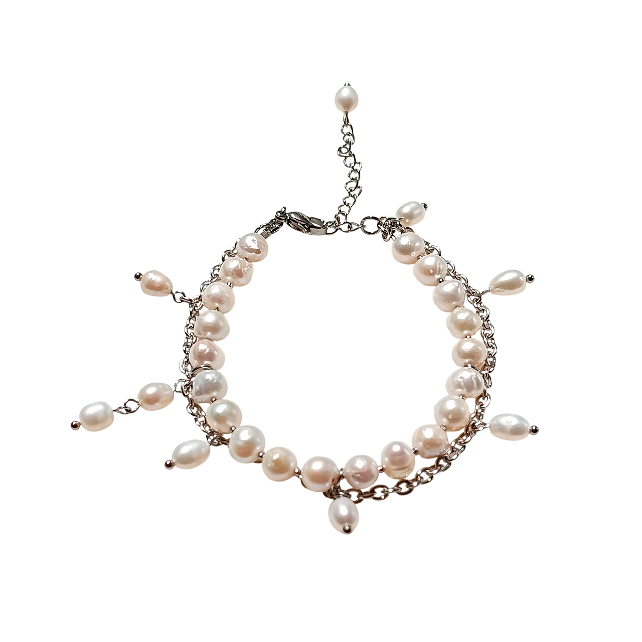 Pearl Cascade Silver Bracelet
