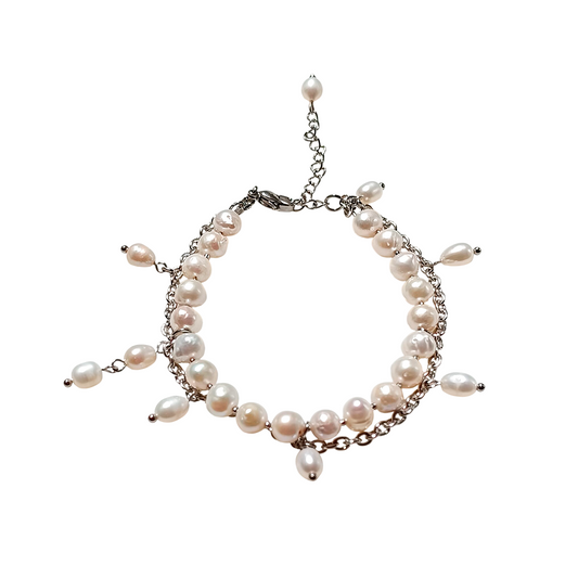 Pearl Cascade Silver Bracelet