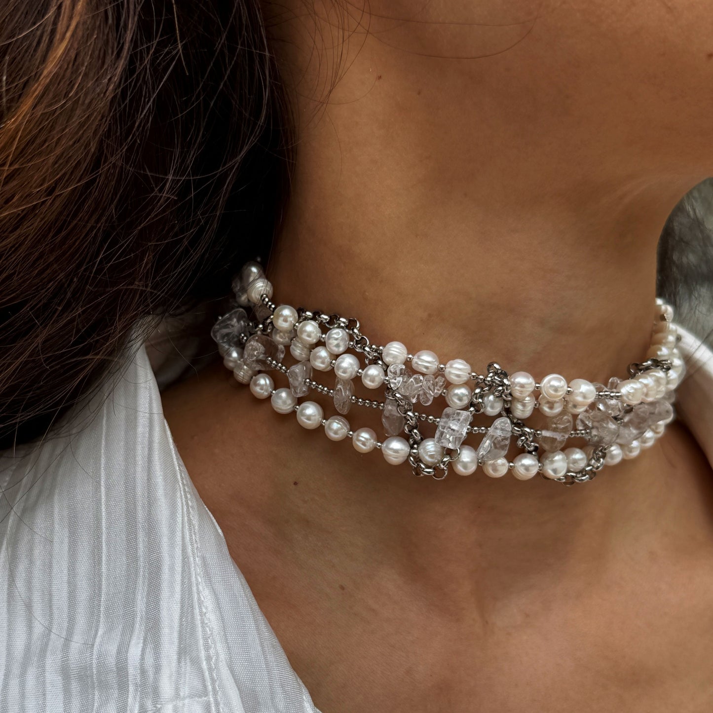 Pearl and Rock Crystal Choker